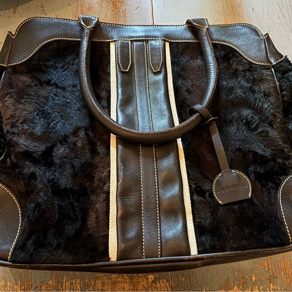 Oughton Equestrian Luxurious Black and Brown Fur Tote Bag